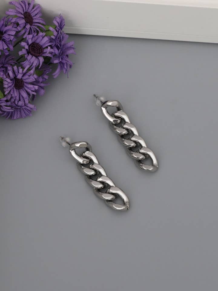 Orecchini a cerchio pendente con barretta Silvertone per la vendita all'ingrosso da parte di AVENS