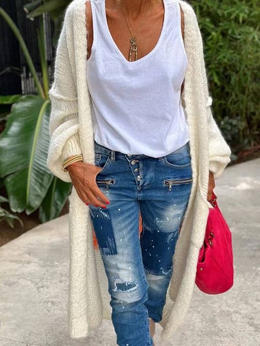 HIDDENBRAND - Wholesale Cardigan - Women's - Love & Peace Exposed Seam Long Maxi Knit Cardigan9