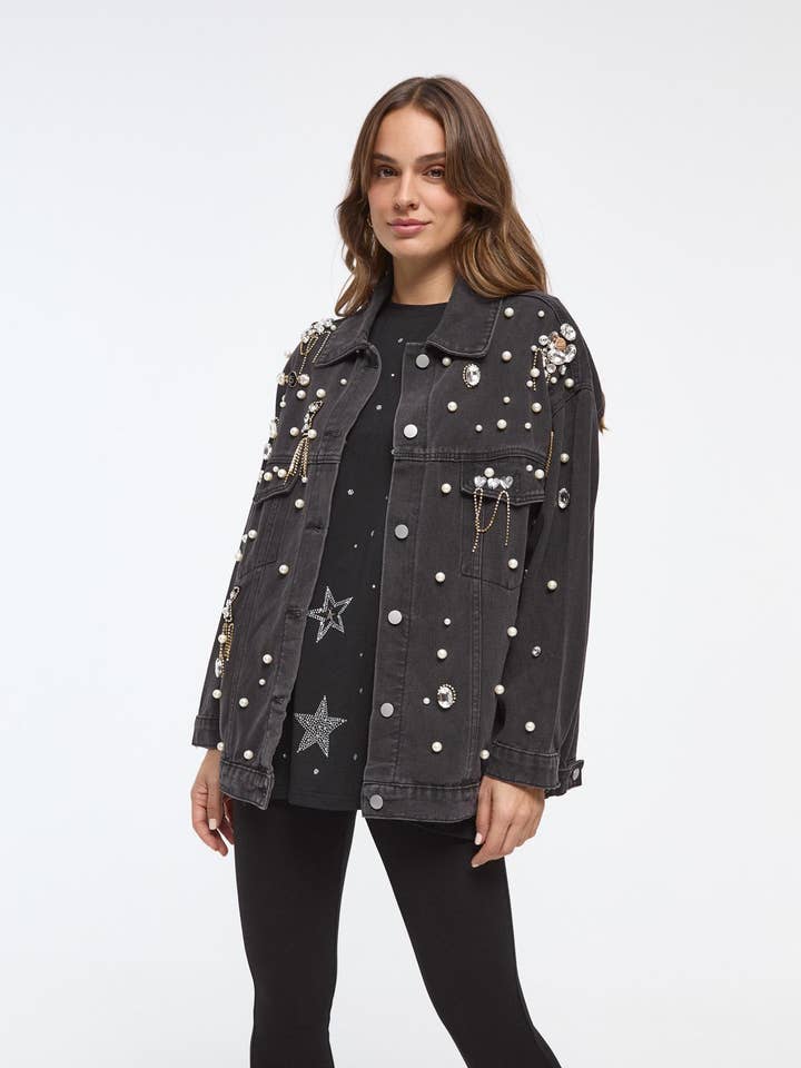 SWEET MAGIC - Wholesale Jacket - Women's - DENIM JACKET WITH RHINESTONES
