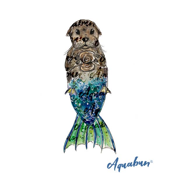 Otter Mermaid Print for wholesale by Aquabun