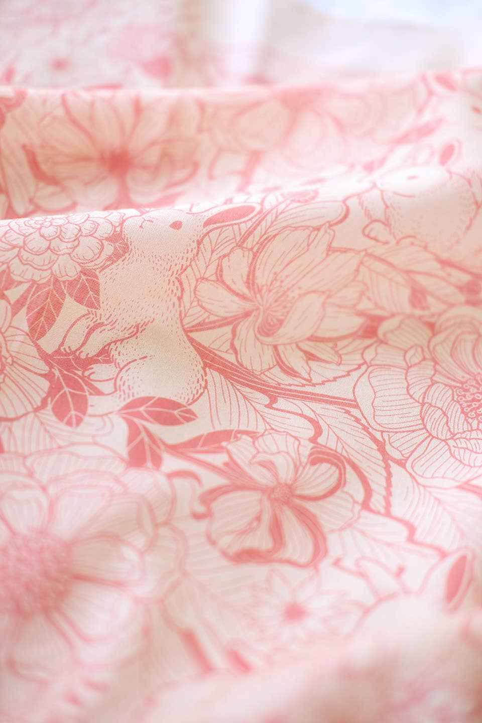 sol&mar art co. - Wholesale Bandana - Unisex - Bunny in the Floral Breeze Bandana Scarf (Pastel Pink)1