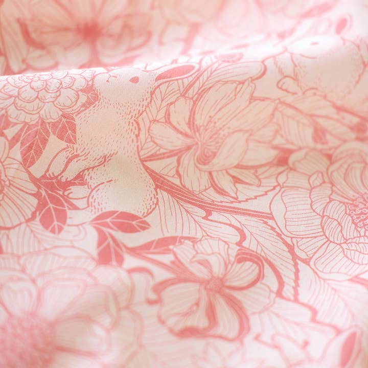 sol&mar art co. - Wholesale Bandana - Unisex - Bunny in the Floral Breeze Bandana Scarf (Pastel Pink)1