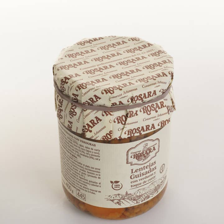 Conservas Rosara - Vendita all'ingrosso Fagioli - LENTICCHIE IN UMIDO CON VERDURE E UN TOCCO DI BARATTOLO DI CURRY1