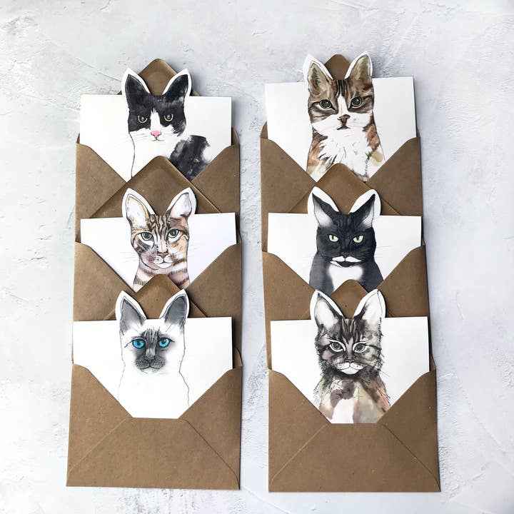 Pop Up Cat Card Pack of 6 for wholesale by Nina Nou