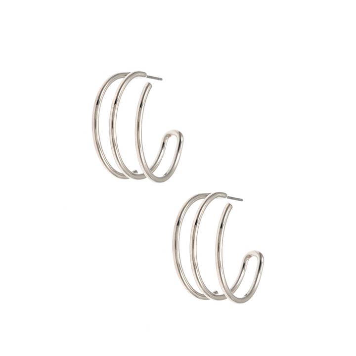 Andrea Bijoux - Wholesale Hoop Earrings - TRIPLE WIRE SEMI HOOP EARRING