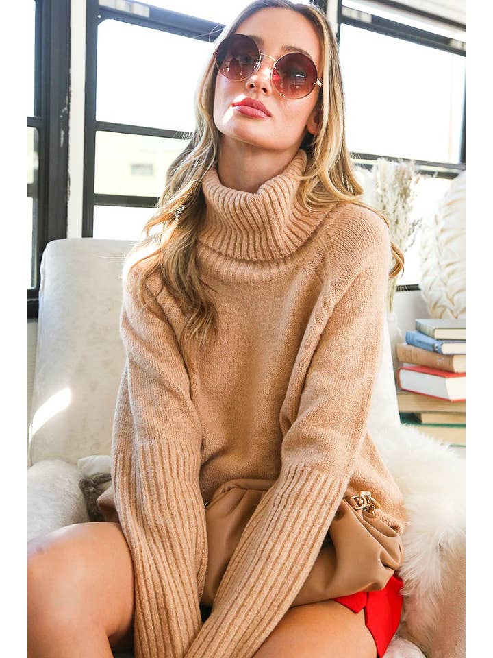 Vine & Love - Wholesale Knit Sweater - Women's - Perfectly Soft Turtle Neck Solid Knitted Sweater VT31723-13