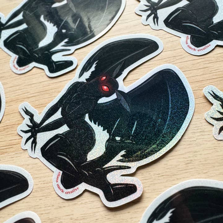 Elissa Marie Creative - Vente Autocollant - Autocollant MothThem | cryptide | mothman | bas de Noël2
