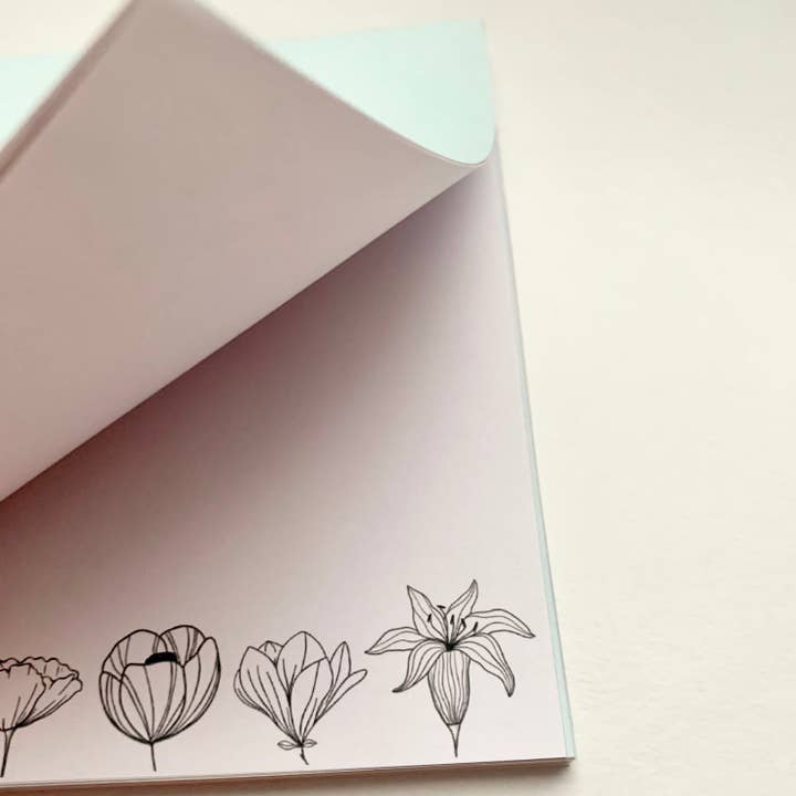 AMW the studio - Wholesale Notepad - 4 Color Flowers 4.25"x5.5" Notepad5