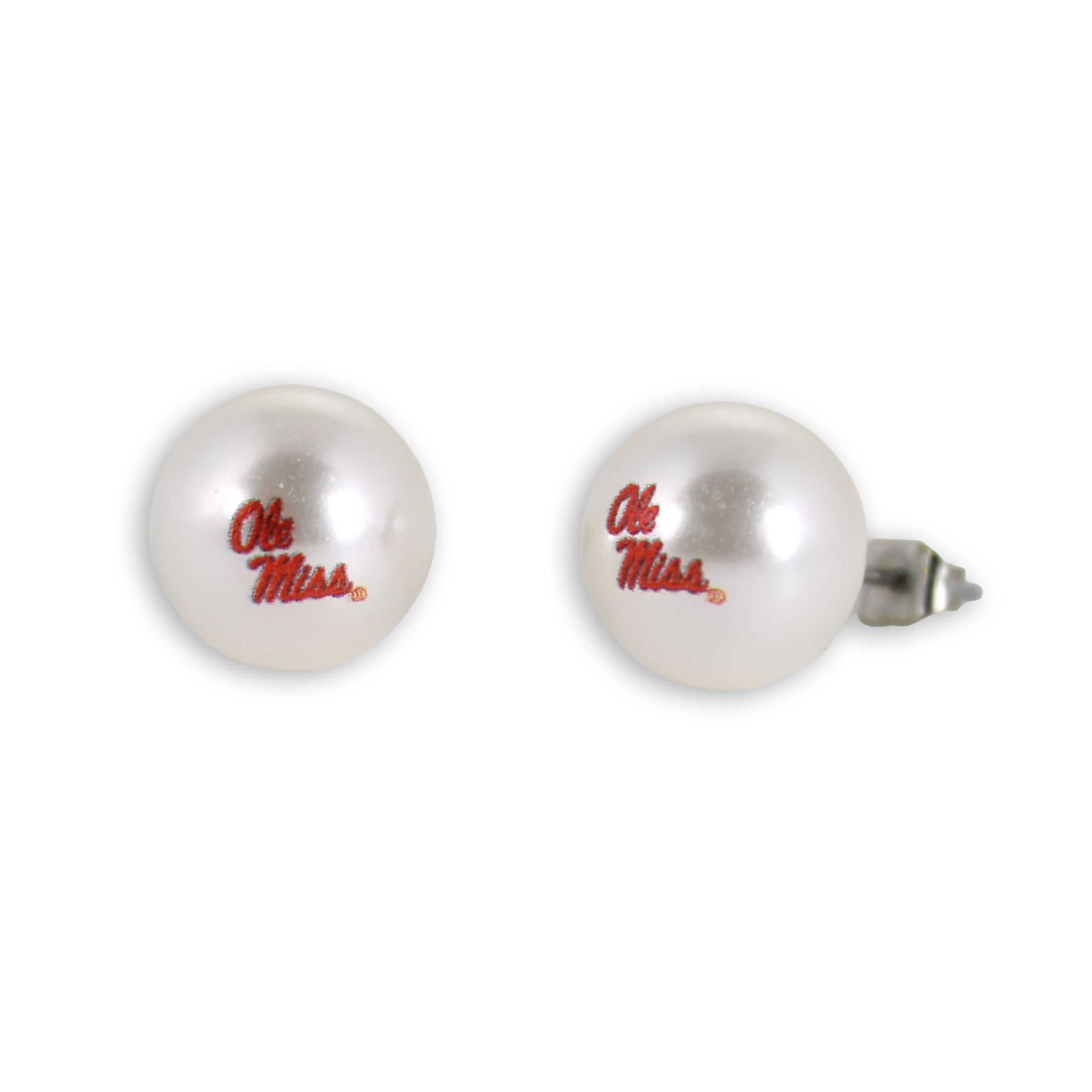 Seasons Jewelry - Wholesale Stud/Post Earrings - Mississippi Logo Pearl Stud Earrings1