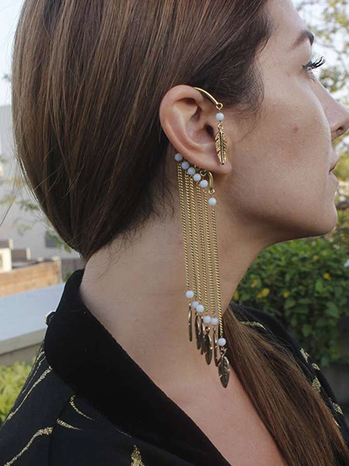 Boho Ohrmanschette mit Perlen und Stacheln für den Großhandel von Urbiana