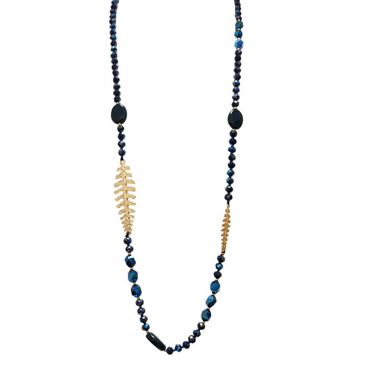 AMORINO SRL - Wholesale Beaded/Pearl Necklace - LONG BEADED NECKLACE WITH FISH BONES - HZM24144A2675