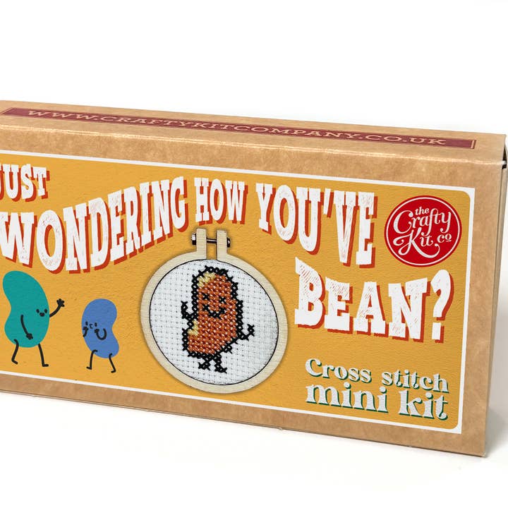 The Crafty Kit Company – wholesale Embroidery/cross-stitch supplies – 'Just Wondering How You've Bean?' Mini Cross Stitch Kit2