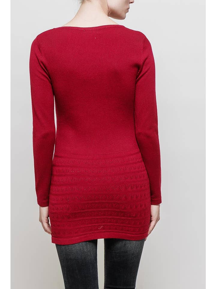 MACMAX - Vente Tunique – femme - Tunique en maille VINADA rouge2