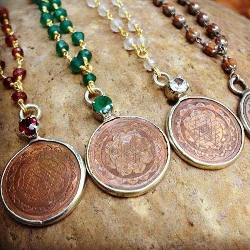 The sattva collection - Wholesale Pendant/Charm Necklace - Green Onyx Sri Yantra Necklace1