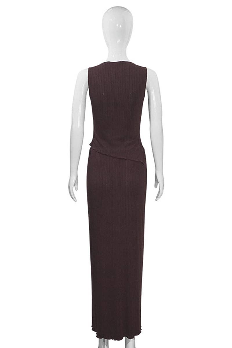 Mccolin - Wholesale Top & Skirt Set - Women's - Asymmetrical Knit Top with Fitted Skirt Set6