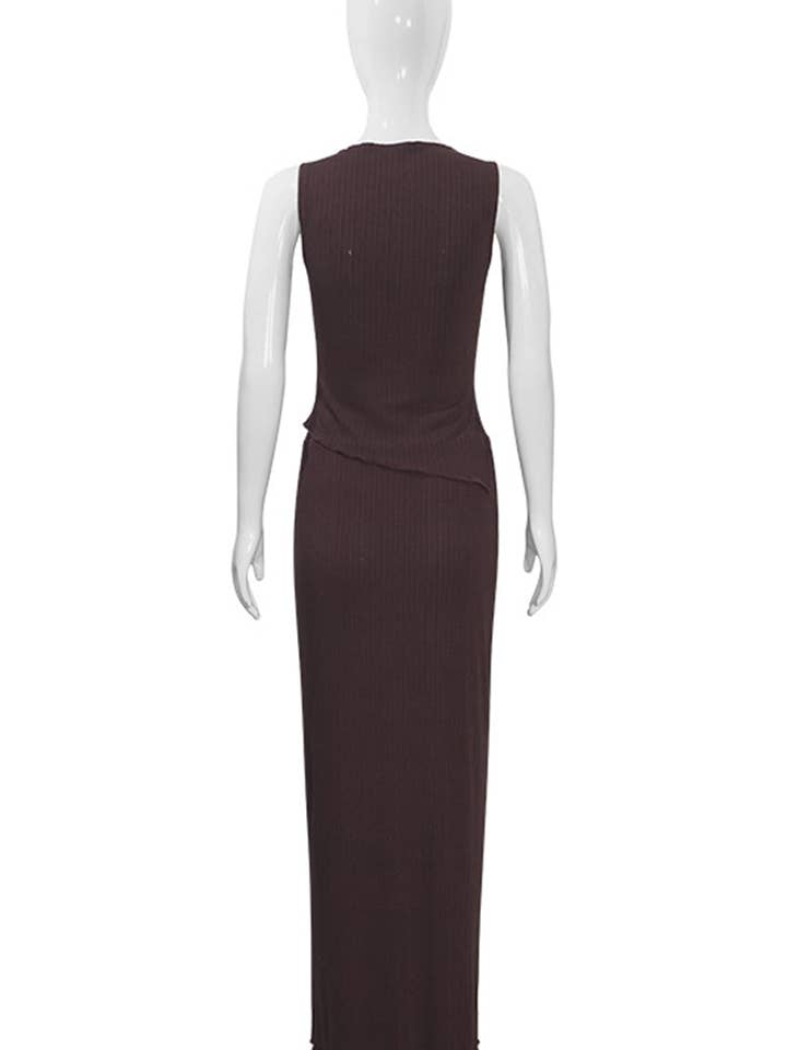 Mccolin - Wholesale Top & Skirt Set - Women's - Asymmetrical Knit Top with Fitted Skirt Set6