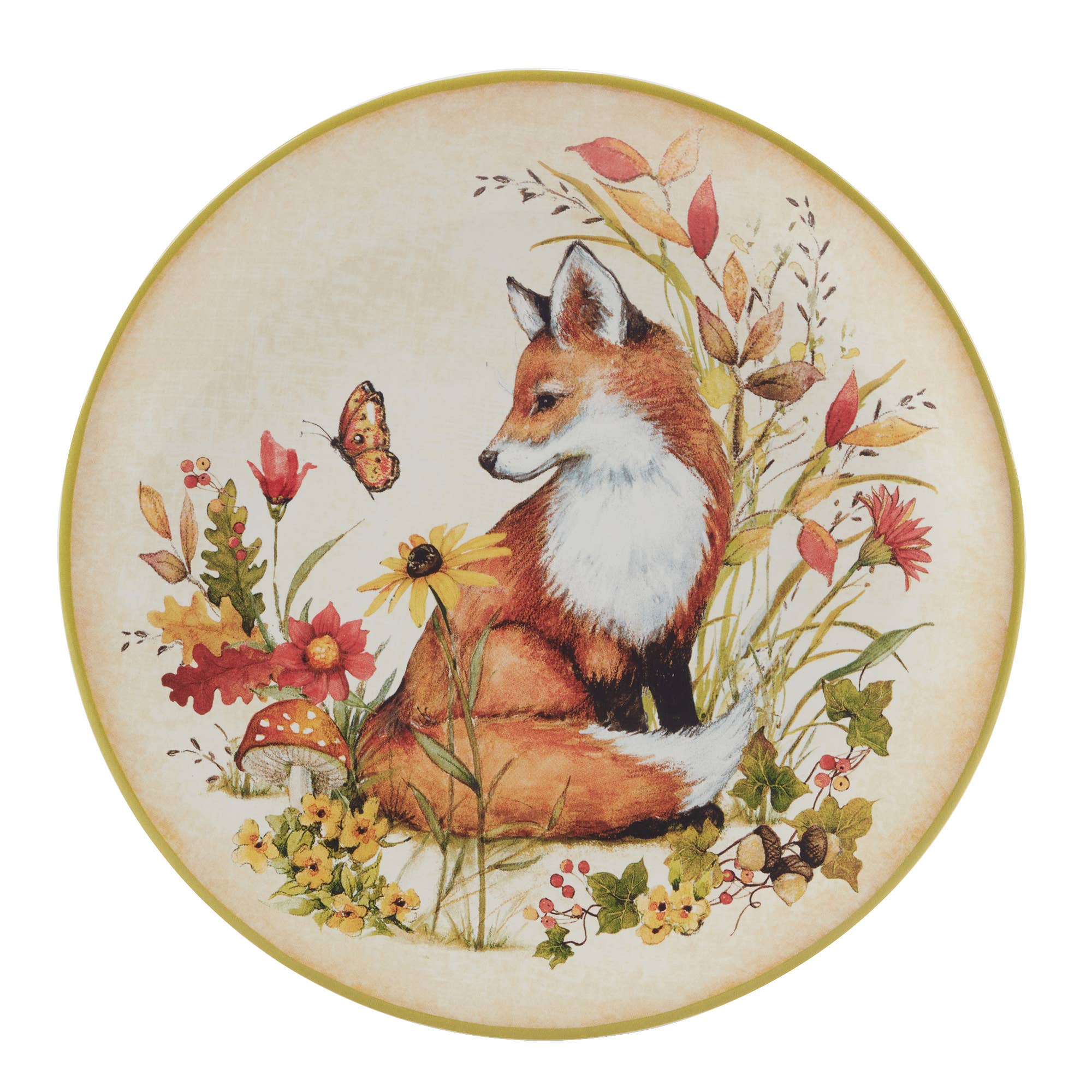 Certified International - Wholesale Appetizer Serveware - Woodland Critters Fall Dessert Plate 9in asst.7