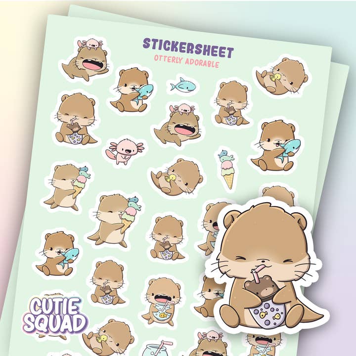 Utterligt bedårende – klistermærkeark med søde oddere for engroshandel hos CutieSquad