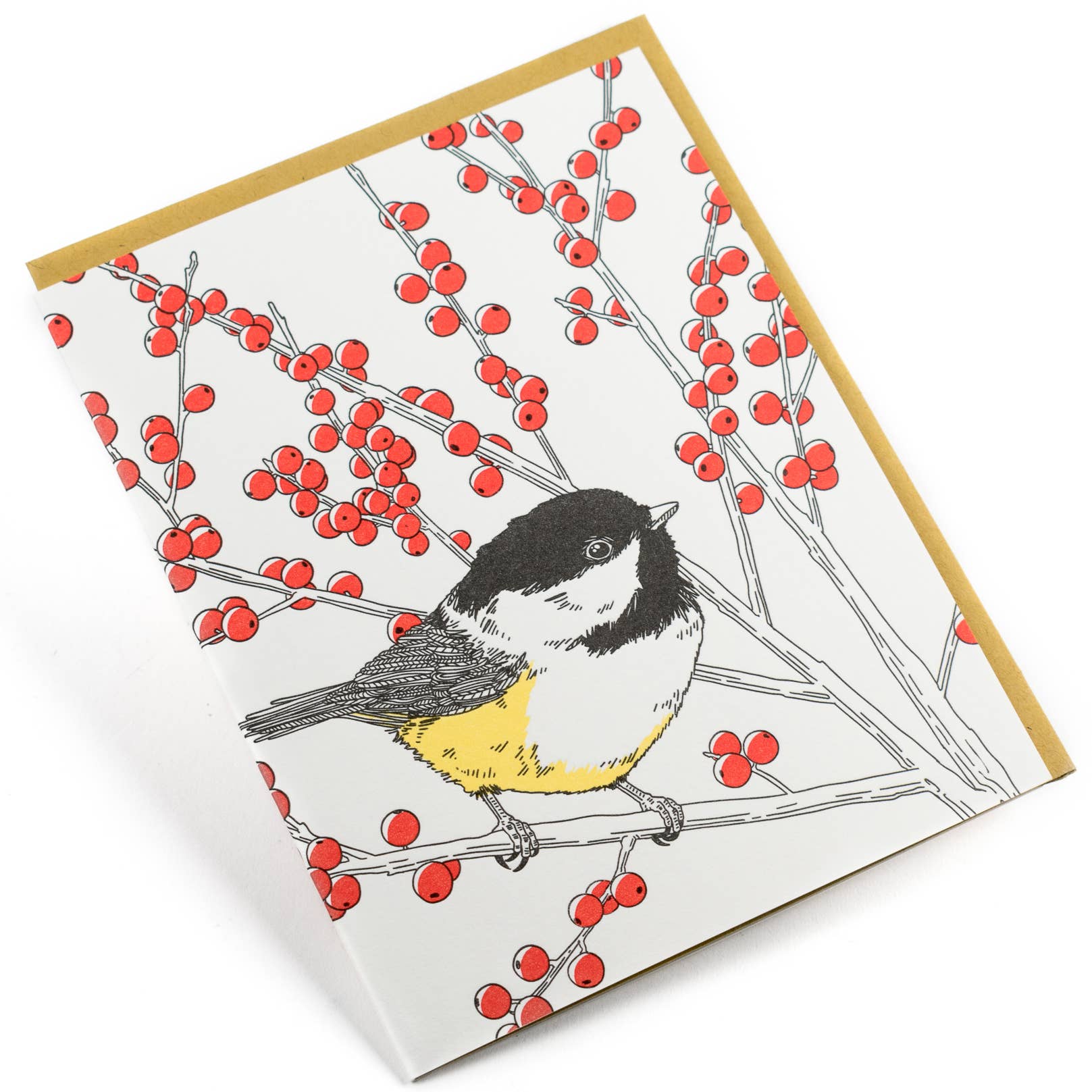 Porchlight Press Letterpress – wholesale Everyday greeting card – Black-capped Chickadee Card1