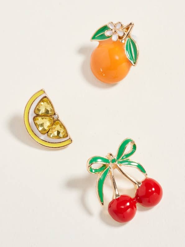 1 i frugt kirsebær citron appelsin broche sæt med 3 for engroshandel hos Designature New York