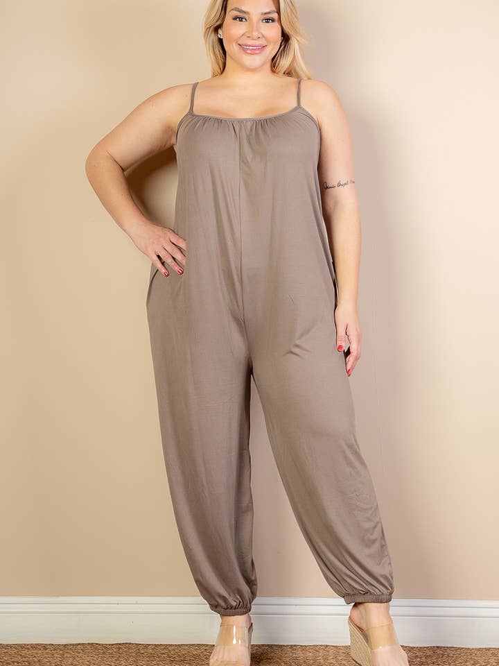 CAPELLA APPAREL - Wholesale Jumpsuit - Women's - Plus Size Sleeveless Jogger Jumpsuit