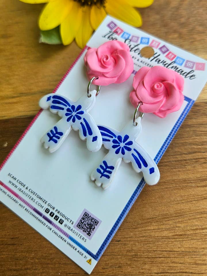 Roses with Bird Earrings for wholesale by Iba Sisters