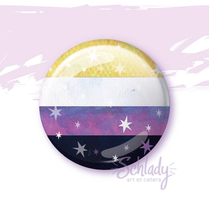 Schlady - Wholesale Lapel Pin/Button - Starry Nonbinary Pride Flag - Button Pin