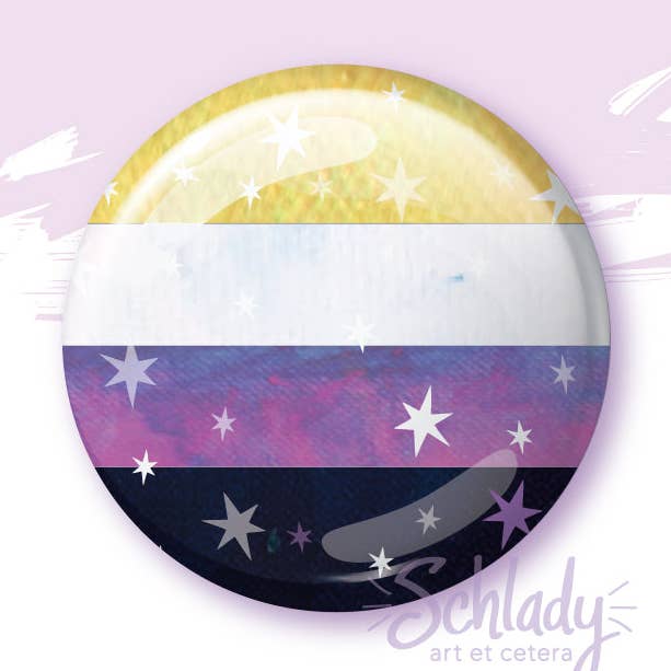 Starry Nonbinary Pride Flag - Button Pin for wholesale by Schlady