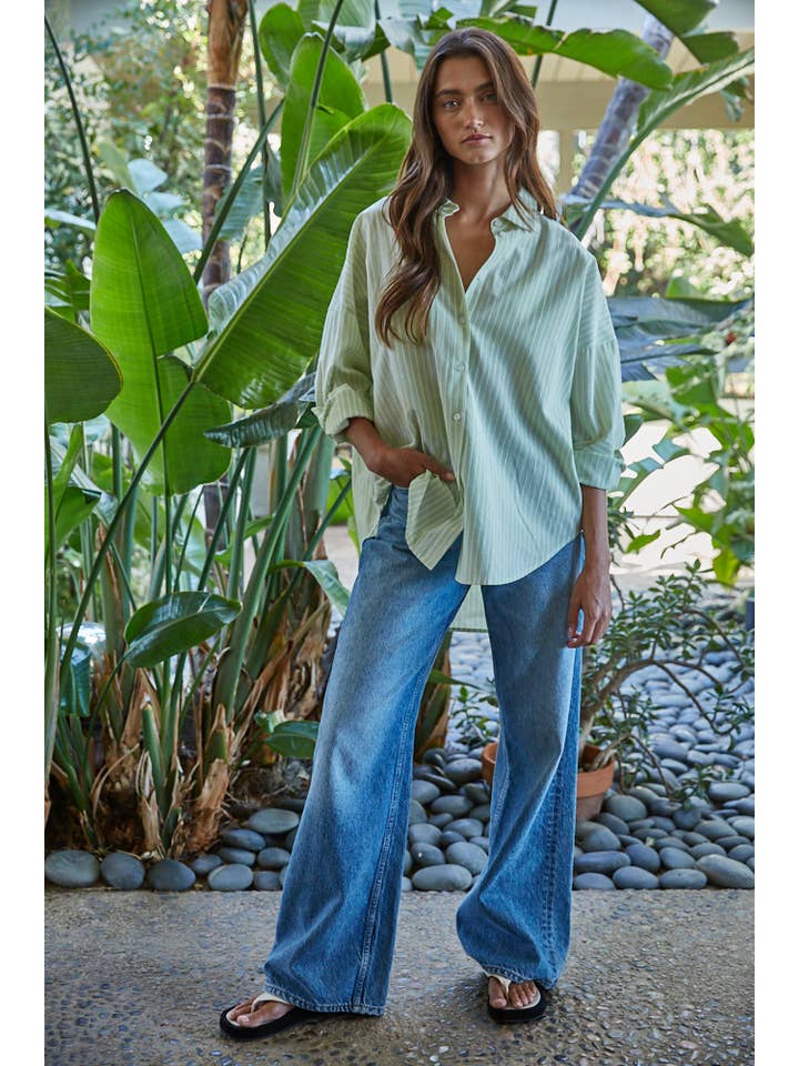 By Together - Wholesale Shirt - Women's - L8287 | Woven Cotton Polyester Striped Buttondown Shirt11