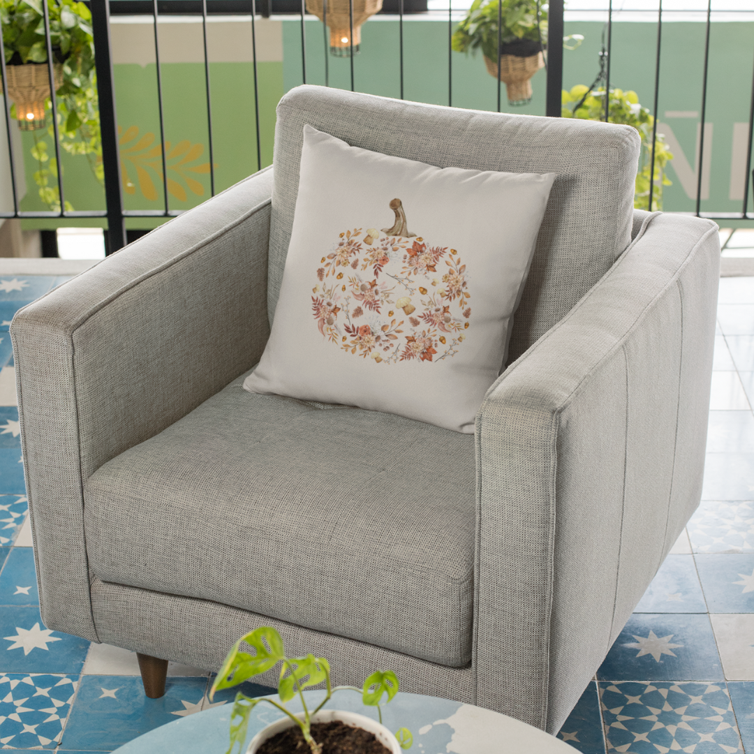 Go Charlotte - Wholesale Throw Pillow Cover - Neutral Floral Pumpkin Pillow Cover2