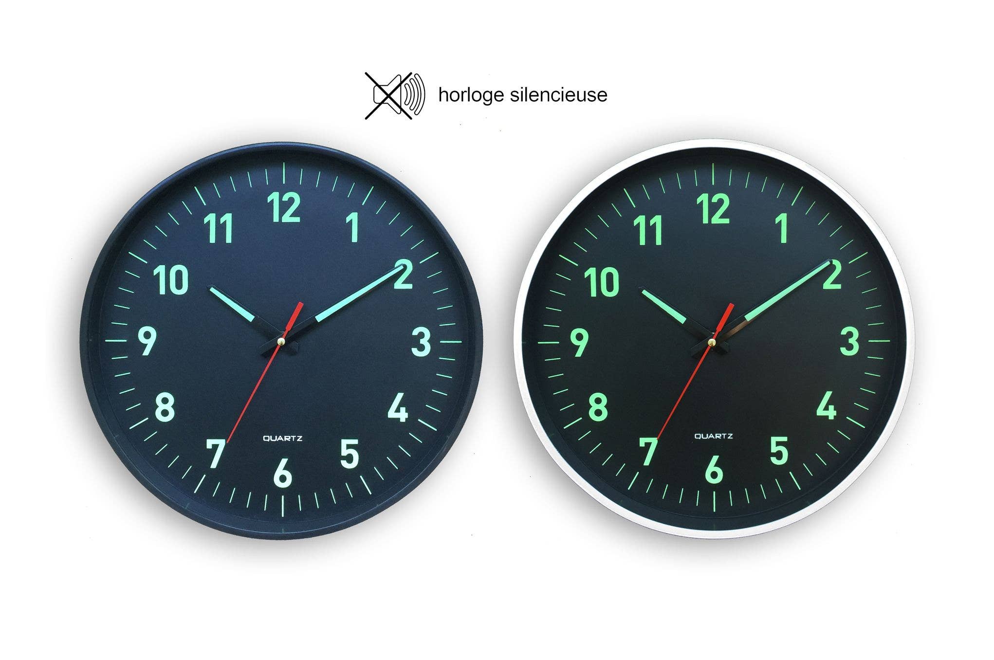 CP INTERNATIONAL - Wholesale Wall Clock - Clock with Numbers + Phosphorescent Hands 25 cm Silent0