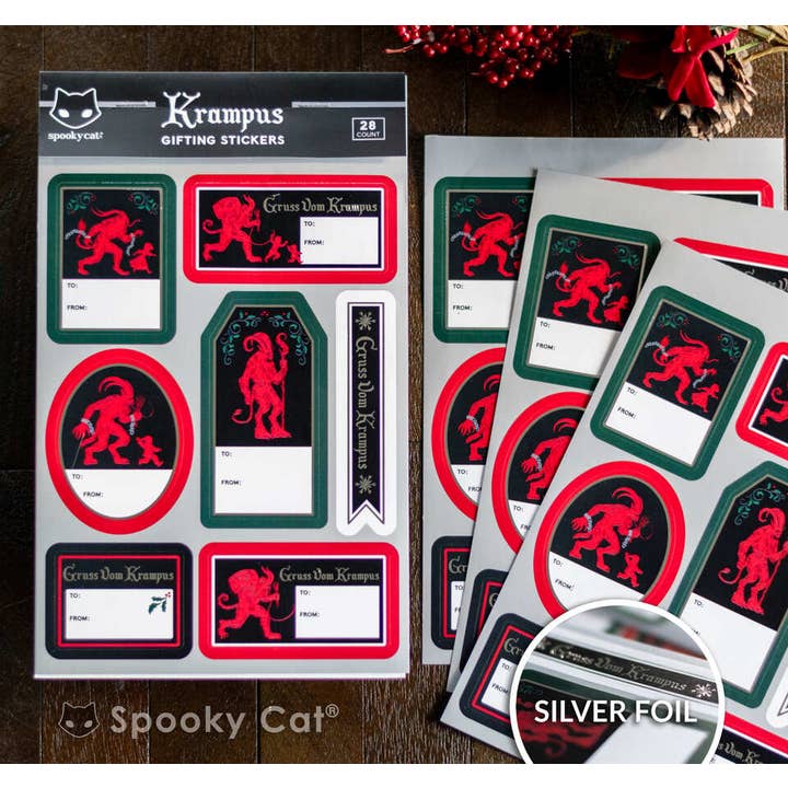 Étiquette-cadeau Krampus (livret) pour la vente par Spooky Cat Press