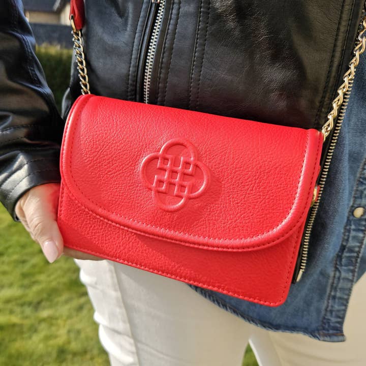 SADDLER HEIDI Real Leather Designer 3 Section Clutch with Chain Strap Detail for wholesale by SADDLER