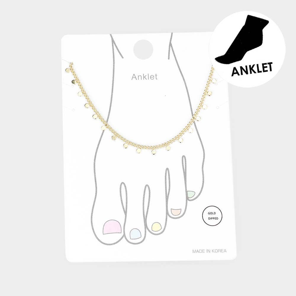 Sensibling Corp. - Wholesale Anklet - White Gold Dipped Tiny Metal Disc Station Anklet2