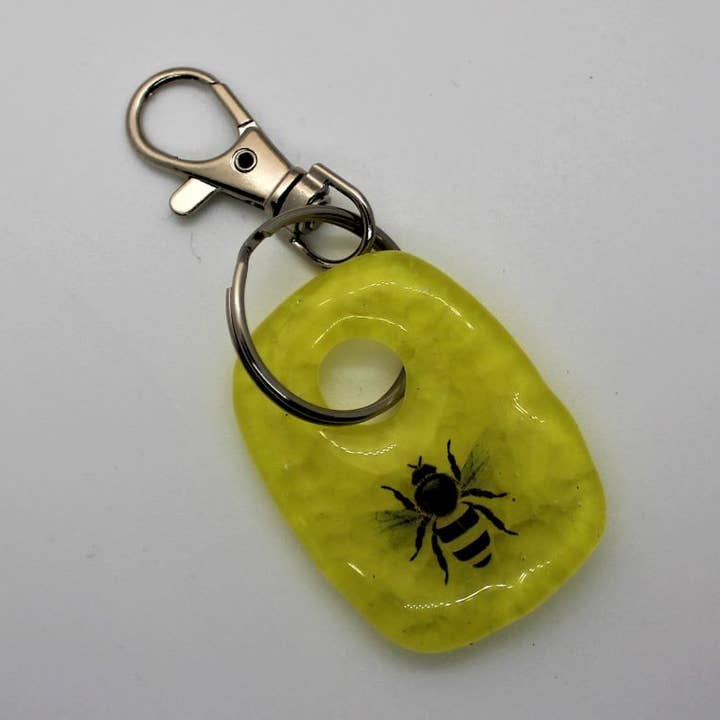 Fused Glass Bee Keychain for wholesale by Mellyn's