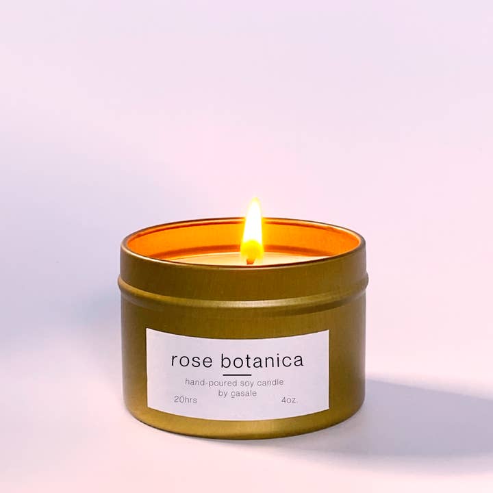 ROSE BOTANICA TRAVEL TIN SOY CANDLE (4oz / 135g) for wholesale by Casale