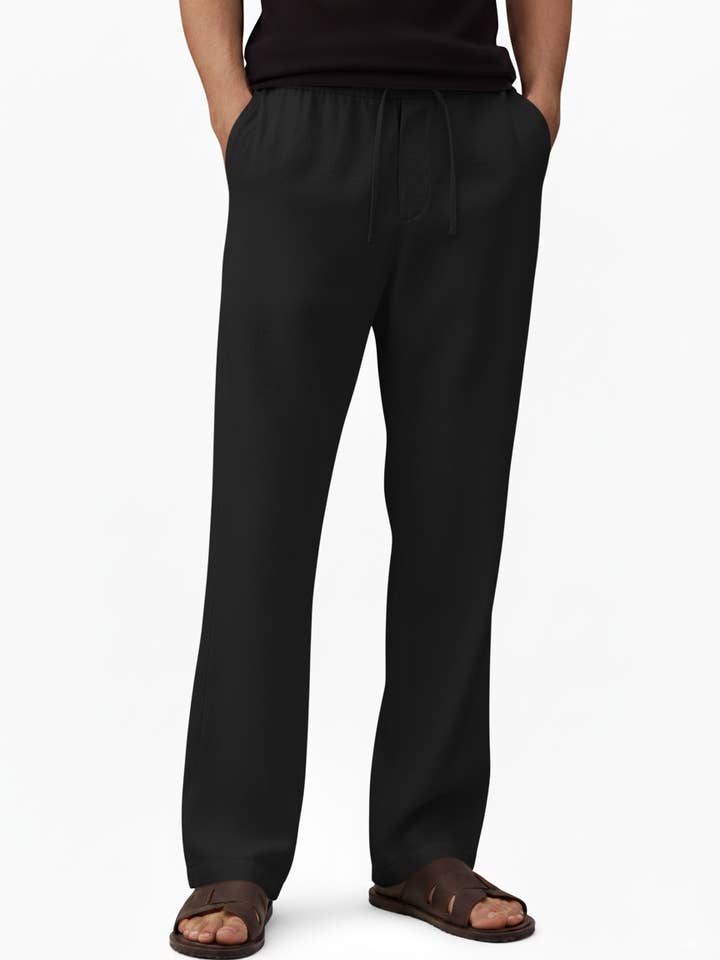 Pantalón de lino para hombre Hawks Bay (Negro) para venta al por mayor de Hawk's Bay