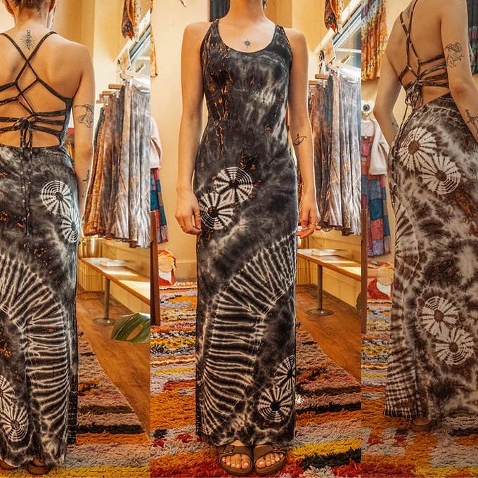 Gardenbelle Shop - Wholesale Dress - Women's - Stretchy Tie Dye Lace Back Maxi Dress