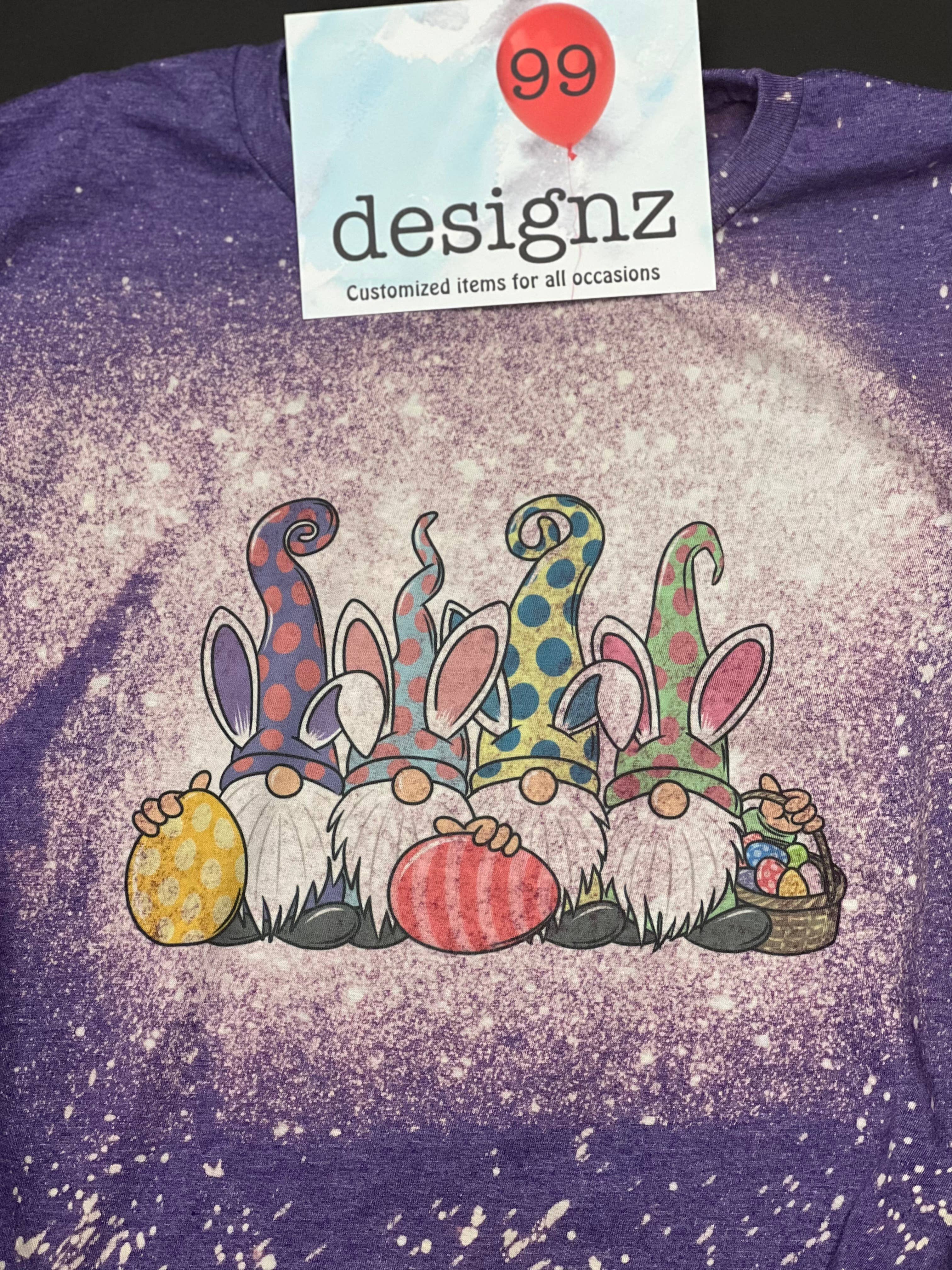 99designz – Engroshandel T-shirt med print - Dame – Påske nisser- Bleget Tee4