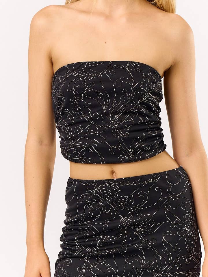 BS25446 Rhinestone Mesh Tube Top with Maxi Skirt Set for wholesale by Blue Blush