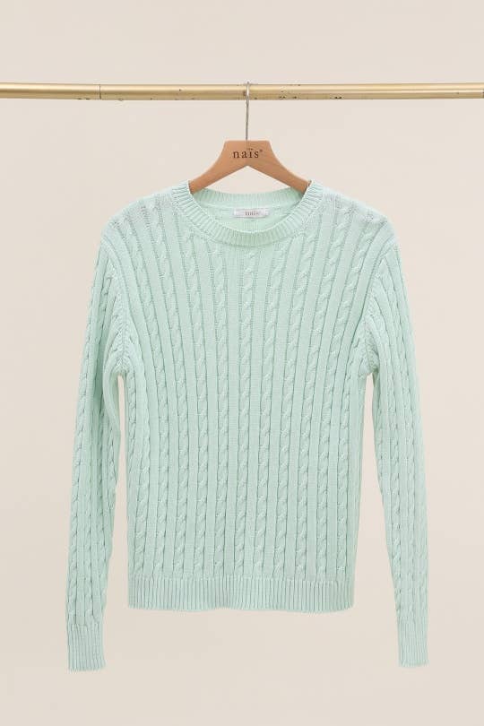 NAÏS PARIS – wholesale Pullovertröja - Dam – Tröja med rund hals och kabelstickning i 100 % bomull7