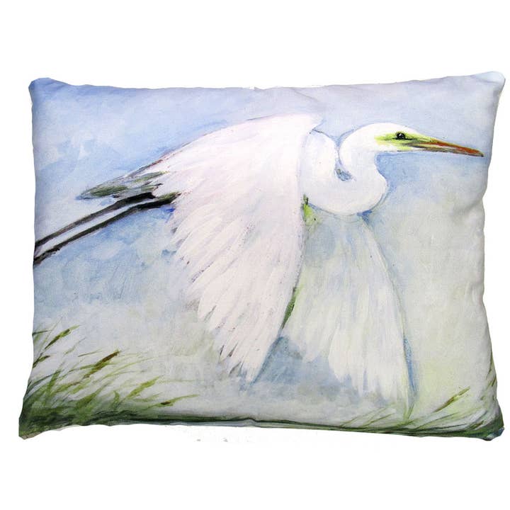 Pillow - Egret Flying (White) - indoor / outdoor cushion for wholesale by Magnolia Casual