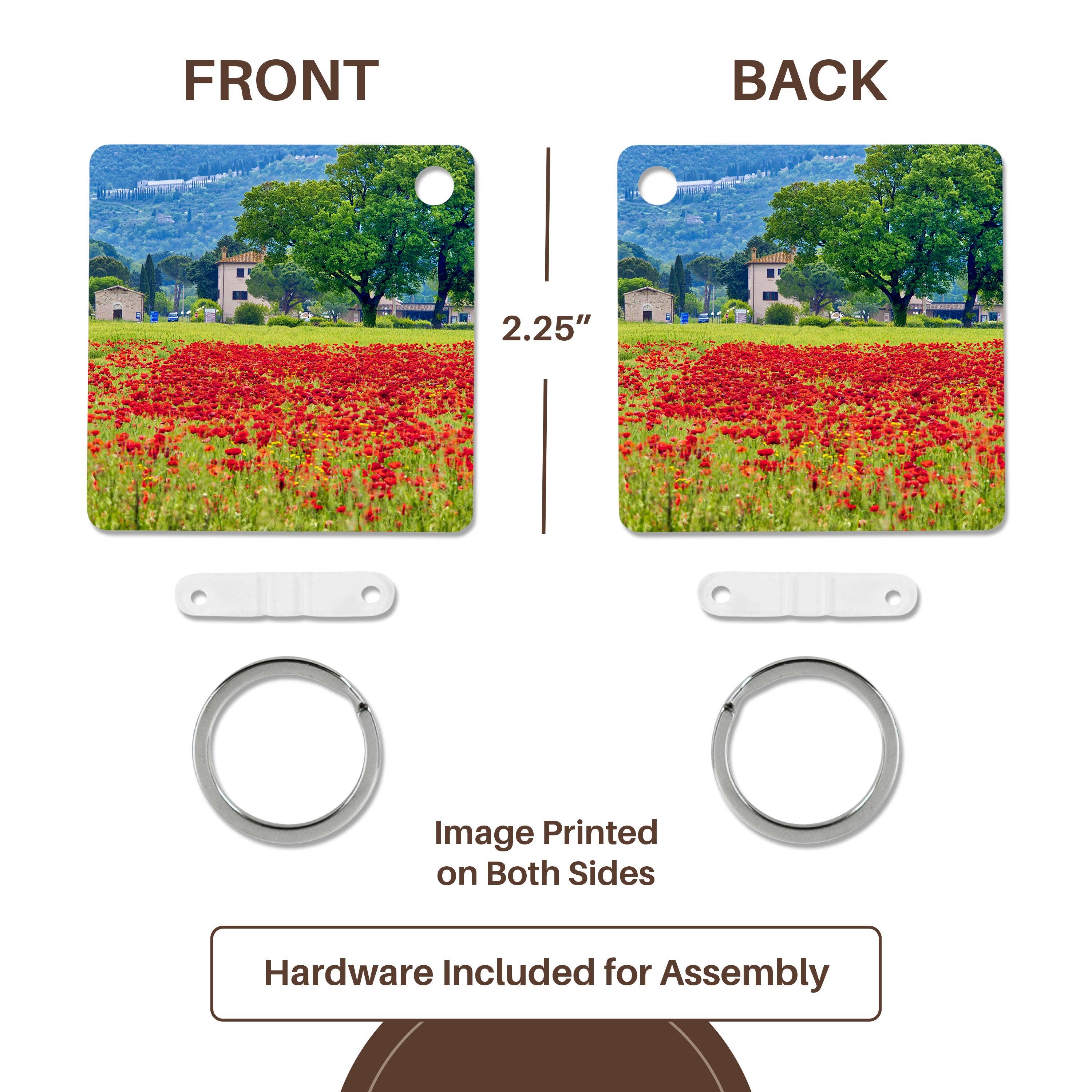 3dRose - Wholesale Keychain - Unisex - 3dRose, Italy, Umbria, Assisi. View of Assisi across the poppy covered field, Key Chain4