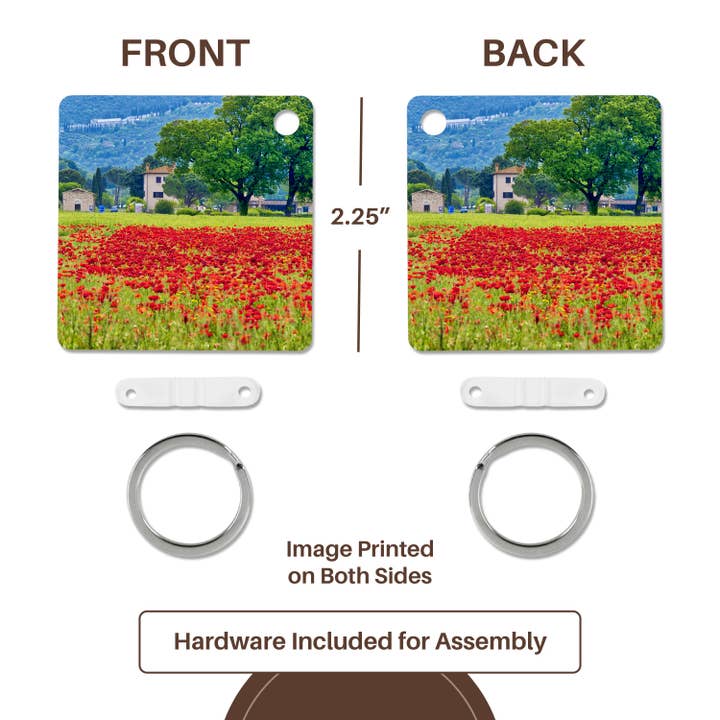 3dRose - Wholesale Keychain - Unisex - 3dRose, Italy, Umbria, Assisi. View of Assisi across the poppy covered field, Key Chain4