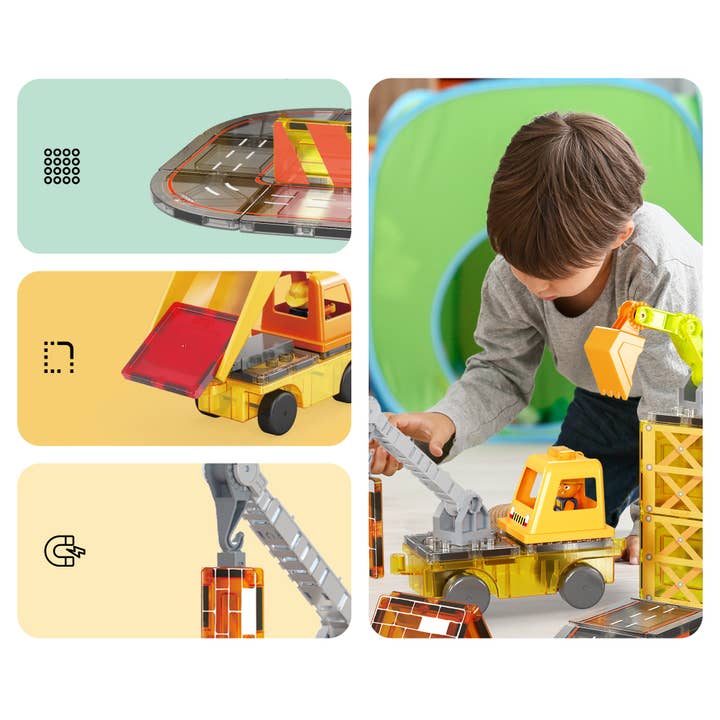 PicassoTiles - Wholesale Building Set - Kids - PicassoTiles 50pc Construction Magnetic Tile Building Set6