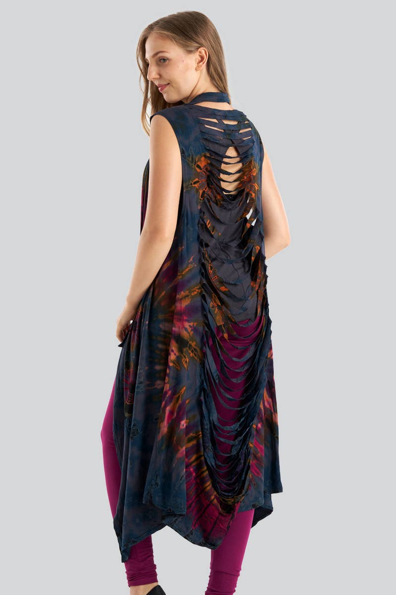 Kathmandu Imports - Vente Veste sans manches – femme - Veste longue coupée au rasoir (TH-1446)1