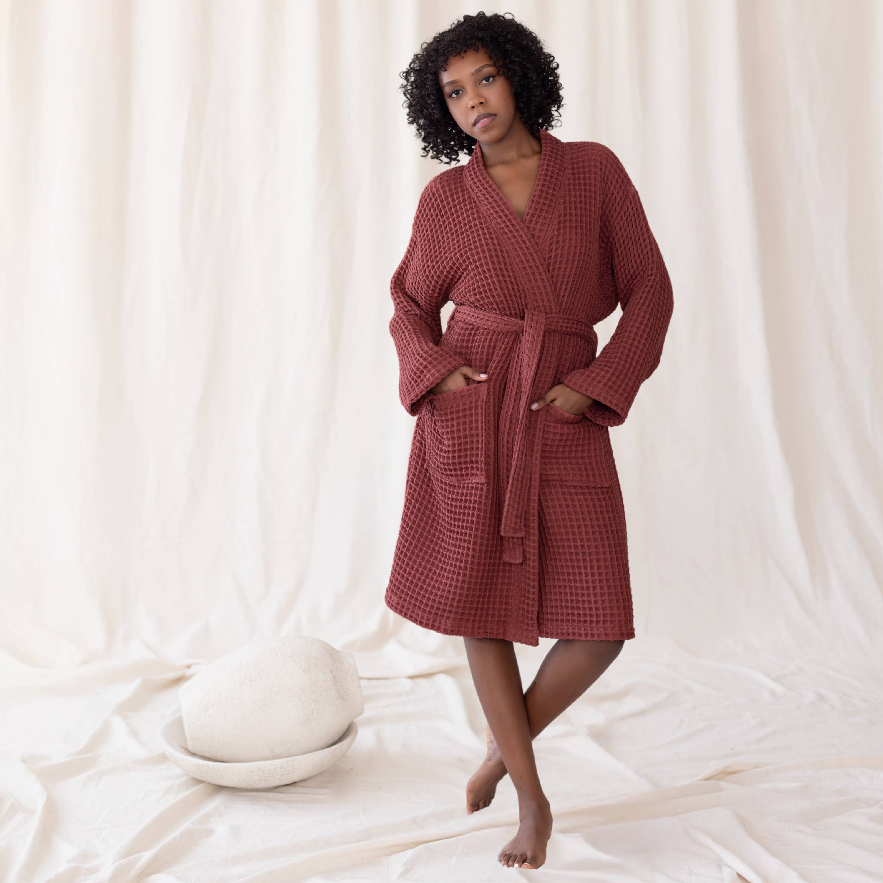 Vivamaison - Wholesale Robe - Unisex - Luxurious Waffle Kimono Bathrobe, 100% Cotton, Unisex Style20