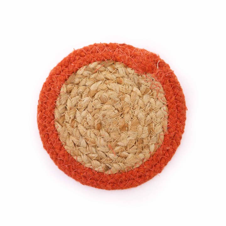 AW Artisan – Engroshandel Dug – Underlag - Jute og Bomuld 10cm (sæt med 4) - Orange Border
