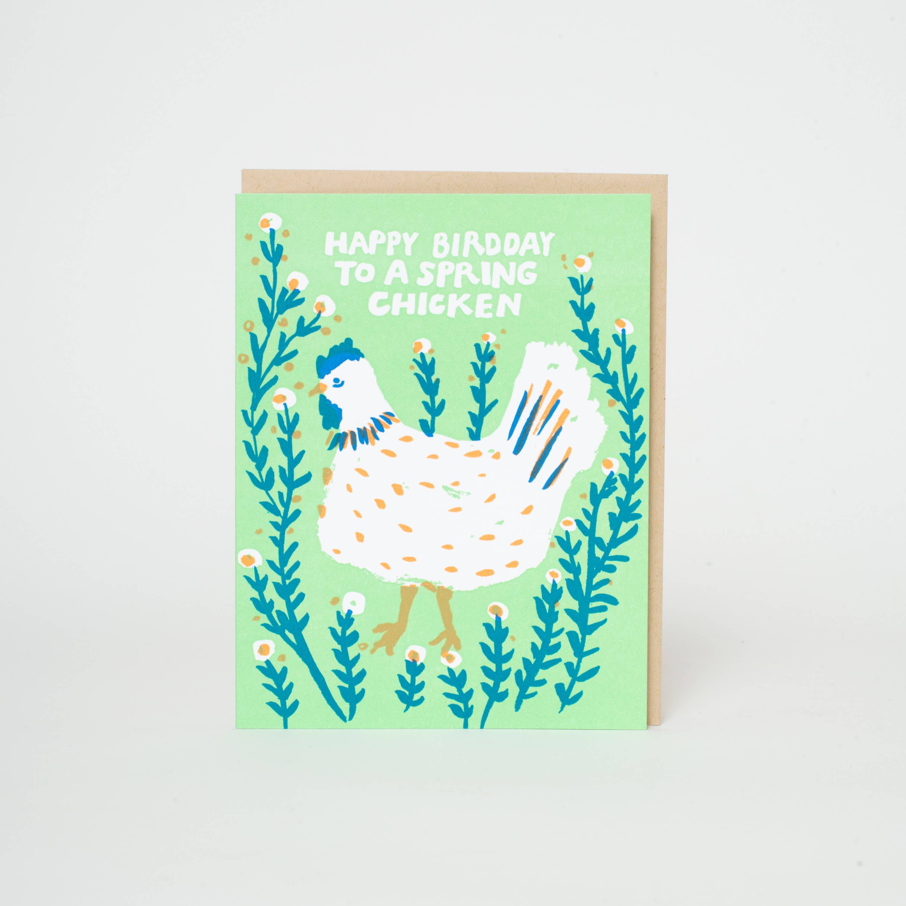 Egg Press Manufacturing - Wholesale Birthday Card - Spring Chicken Birthday Letterpress Greeting Card by Egg Press1