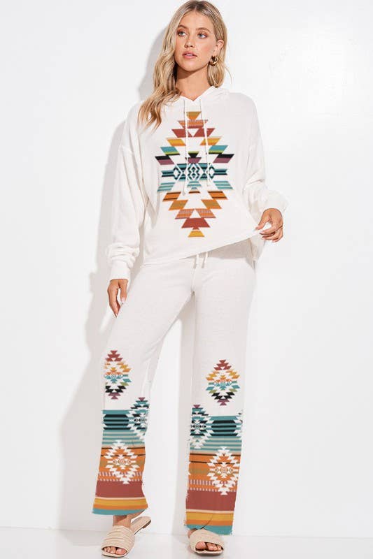 MintChoco - Wholesale Lounge Set - Women's - Aztec print rib loungewear set p4